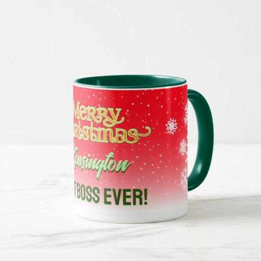 Best Boss Ever met Snowman op RED Mok (Voorkant rechts)