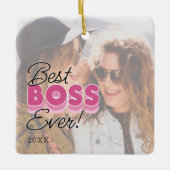 Best Boss Ever Photo Kerstmis Keramisch Ornament (Voorkant)