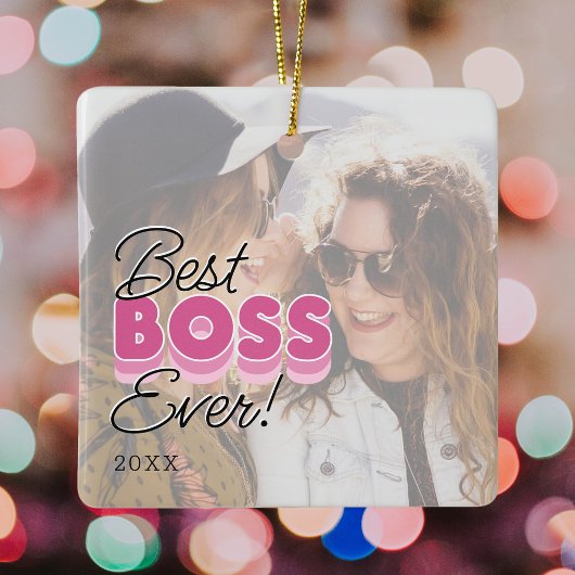 Best Boss Ever Photo Kerstmis Keramisch Ornament