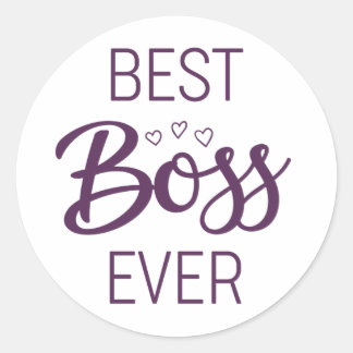 Best Boss Ever Puple Calligrafie Ronde Sticker