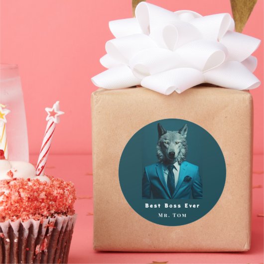 Best Boss Ever Ronde Sticker (Feest)