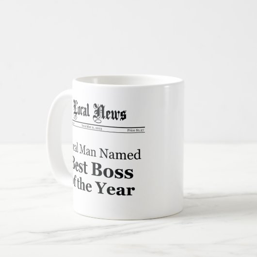 Best Boss of the Year Coffee Mok - Mannen Version (Voorkant links)