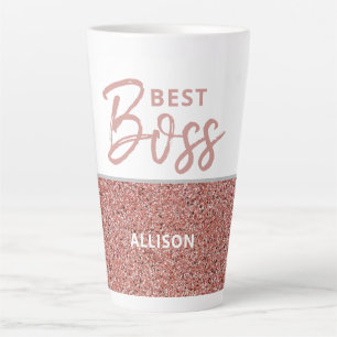 Best Boss Roos Gold Pink Glitter Speciaal Latte Mok