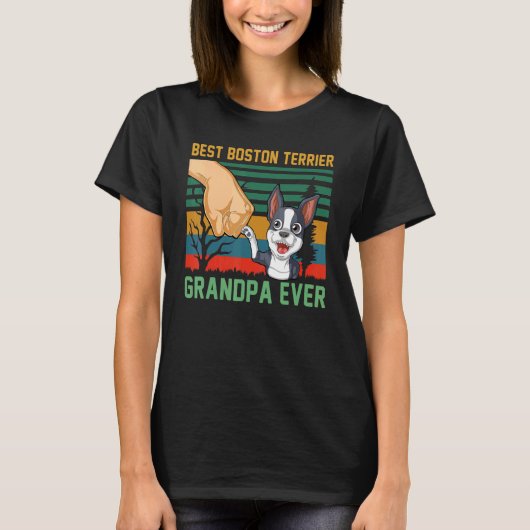 Best Boston Terrier Grandpa Ever Retro  Sty T-shirt (Voorkant)