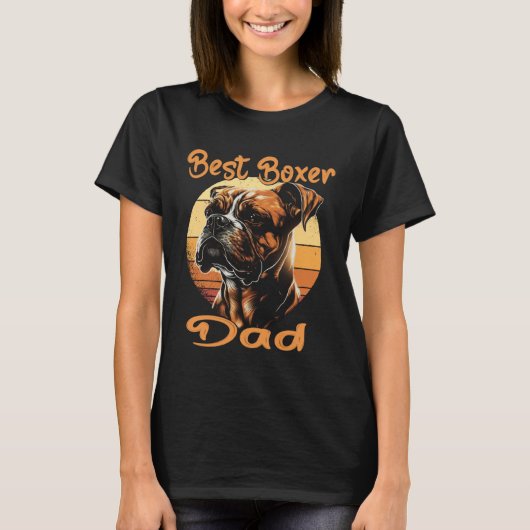 Best Boxer Dad Boxer Sunset Retro Dog Owner Dog T-shirt (Voorkant)