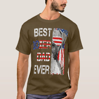 Best Boxer Dad Oover Hondenliefhebber American Fla T-shirt