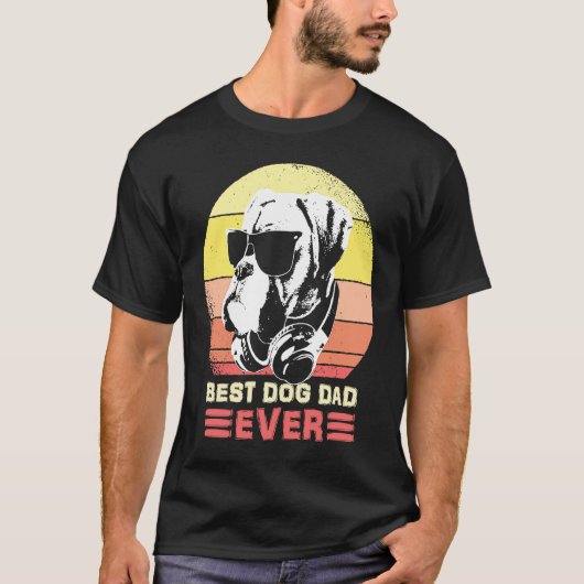 Best Boxer Dog Dad Ever Sunglasses And Headphones T-shirt (Voorkant)