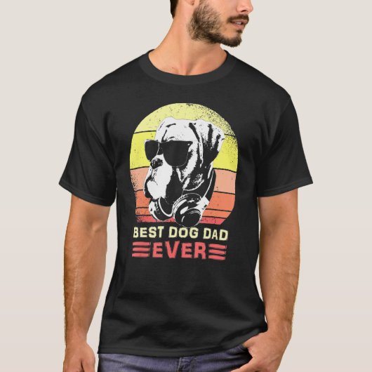 Best Boxer Dog Pap ooit zonnebril en hoofdtelefoon T-shirt (Voorkant)