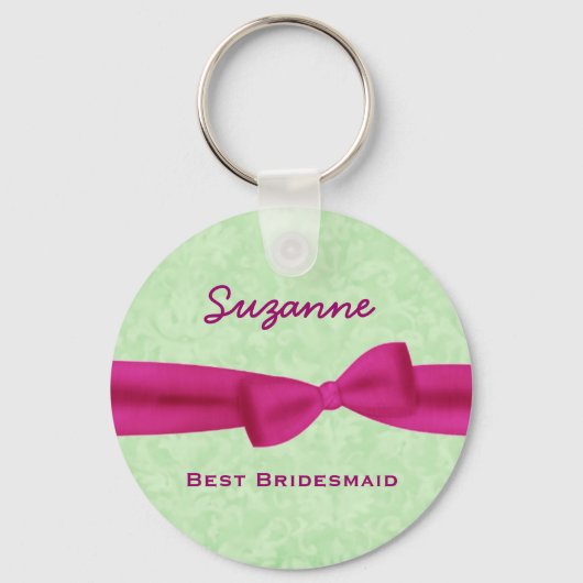 Best Bridesmaid Custom Name Printed Bow Gift V02 Sleutelhanger (Voorkant)