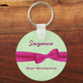 Best Bridesmaid Custom Name Printed Bow Gift V02 Sleutelhanger (Voorkant)