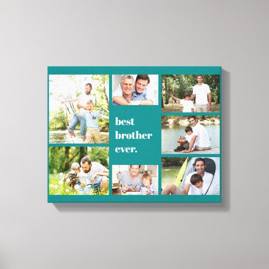 Best Brother Ever 7 Photo Collage Blauwgroen Canvas Afdruk (Voorkant)