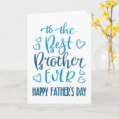 Best Brother Ever Vaderdag Typografie in Blauw Kaart (Gele Bloem)