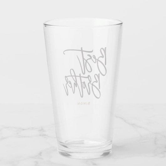 Best Brother Gift Black script, typografie naam Glas (Achterkant)