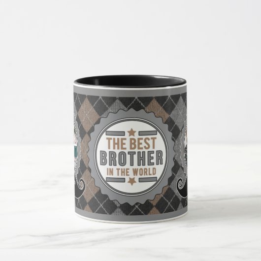 Best Brother Mustache Theme in Camel Two Photo Mok (Midden)