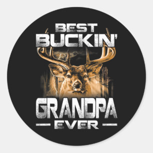 Best Buckin' Grandpa Ever Shirt Deer Hunting Bucki Ronde Sticker