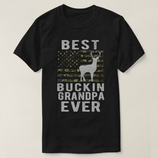 Best Bucking Grandpa Ever Camouflage US Flag Deer T-shirt (Design voorkant)