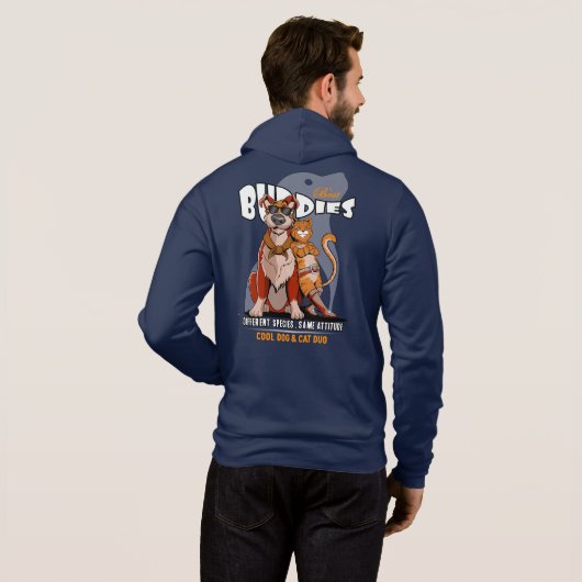 Best Buddy (Dark mode) | Men's Full-zip Hoodie (Achterkant volledig)