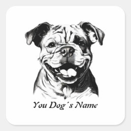Best Buddy English Bulldog B&W Silohuette Vierkante Sticker
