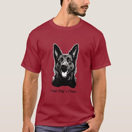 Best Buddy German Shepard B&W Silohuette T-shirt (Voorkant)