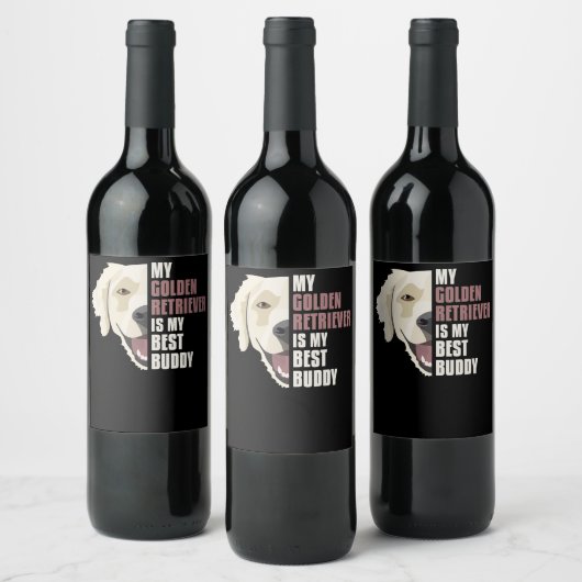 Best Buddy, Golden Retriever Wijn Etiket (Flessen)