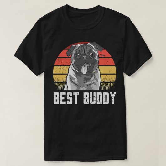 Best Buddy Pug Hondenras  Hondenliefhebber Puppy D T-shirt (Design voorkant)
