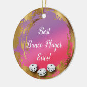 Best Bunco Player Ever Girly Chic Pink Gold Dice Keramisch Ornament (Links)