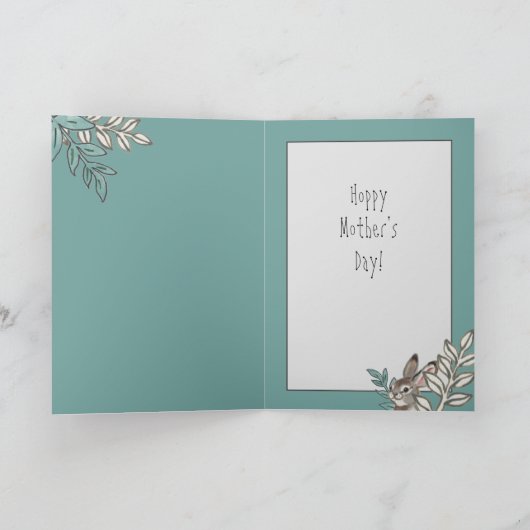 Best Bunny Mam Ever Cute Rabbit Text Moederdag Kaart (Binnen)