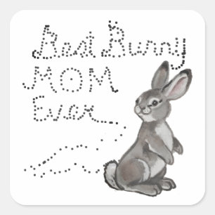 Best Bunny Mam Ever Cute Rabbit Text Moederdag Vierkante Sticker