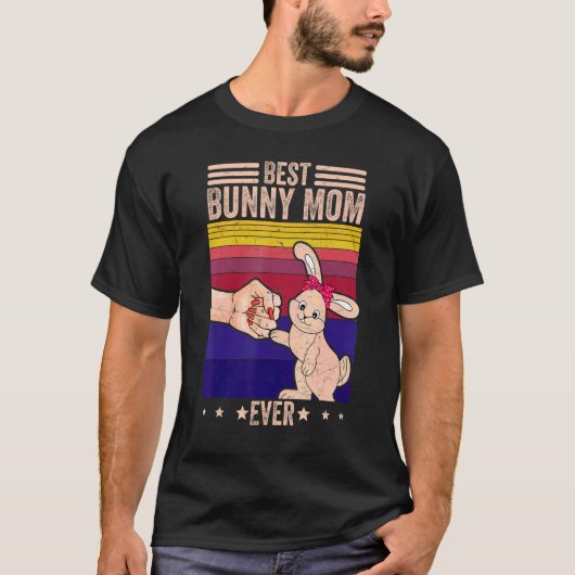 Best Bunny Mam ooit Embroidery Style Women T-shirt (Voorkant)