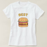 Best Burger Matching Best Friend T-shirt<br><div class="desc">Een doedel van een schattige burger met sla, tomaat, kaas en vlechtjes vlees. Combineer met overeenkomende Fransen die doedelen om het woord "Beste vriend" te vormen.</div>