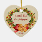 Best Car Salesman Antiek Wreate Kerstmis Keramisch Ornament (Voorkant)