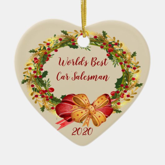Best Car Salesman Antiek Wreate Kerstmis Keramisch Ornament (Voorkant)