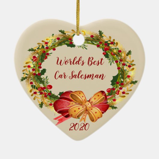 Best Car Salesman Antiek Wreate Kerstmis Keramisch Ornament (Achterkant)