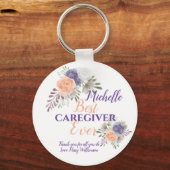 Best Caregiver Appreciation Floral Custom Sleutelhanger (Voorkant)