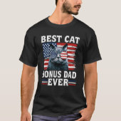 Best Cat Bonus Dad Ever American Flag Patriotic 4t T-shirt (Voorkant)