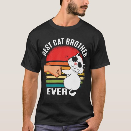 Best Cat Brother Ever Retro Kat Fist Bump T-shirt (Voorkant)