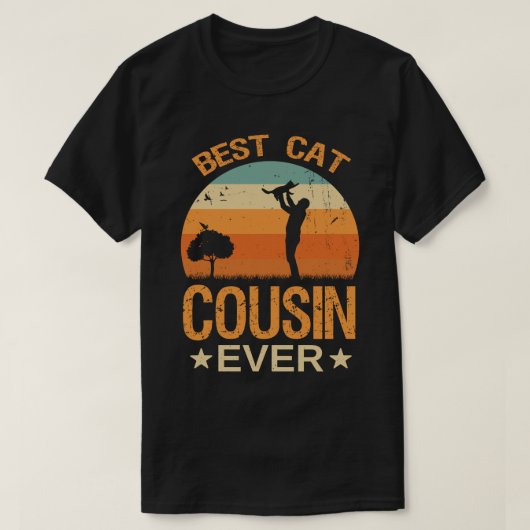 Best Cat COUSIN Ever Retro T-shirt (Design voorkant)