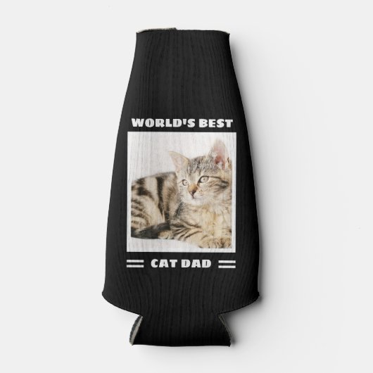 Best Cat Dad aangepaste foto op maat Flesjeskoeler (Voorkant)