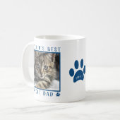 Best Cat Dad Blue Paw Print Name Pet Photo Koffiemok (Voorkant links)