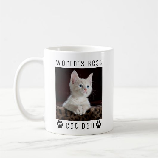 Best Cat Dad Custom Photo, Paw print Name Koffiemok (Links)