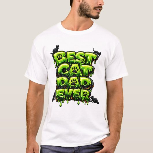 Best Cat Dad Ever Bold 3D Slime Cat Design T-shirt (Voorkant)