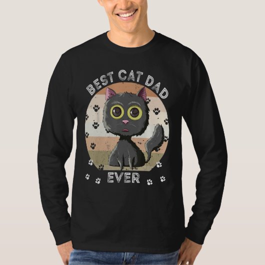 Best Cat Dad Ever Cat Daddy Retro Black Cat T-shirt (Voorkant)