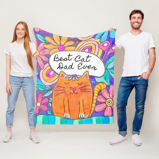 Best Cat Dad Ever Cat Gift for Dad Blanket Fleece Deken (In situ)