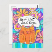 Best Cat Dad Ever Cat Lover Postcard Briefkaart (Voorkant / Achterkant)