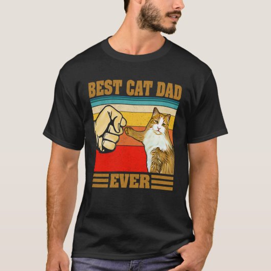 Best Cat Dad Ever  Kitten Cat Fist Bump Retro Vint T-shirt (Voorkant)