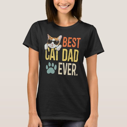 Best Cat Dad Ever  Retro Cat  Fathers Day T-shirt (Voorkant)