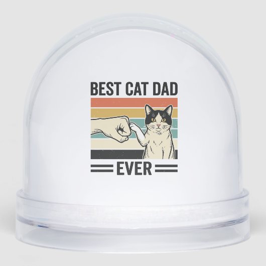 Best Cat Dad Ever Retro Cat Fist Bump Shirt_1 Sneeuwbol (Voorkant)