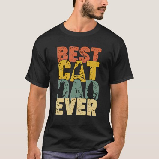 Best Cat Dad Ever Retro Dad Cat T-shirt (Voorkant)