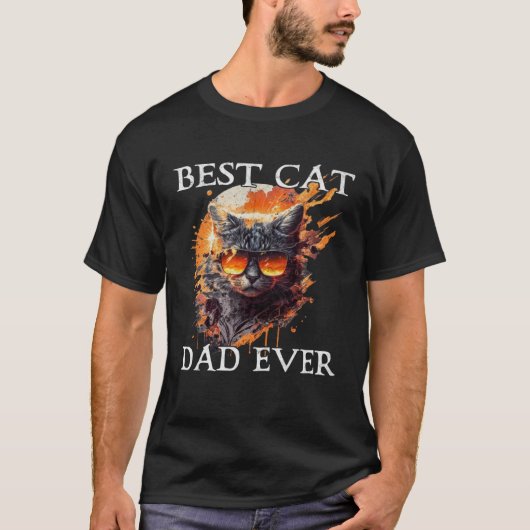 Best Cat Dad Ever Retro Grunge Cat Owner Cat T-shirt (Voorkant)