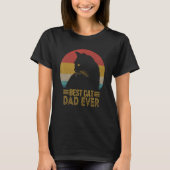 Best Cat Dad Ever Retro Sunset  Daddy Cat Father s T-shirt (Voorkant)
